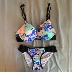 Victoria secret PINK tie dye push-up bra and matching bikini set